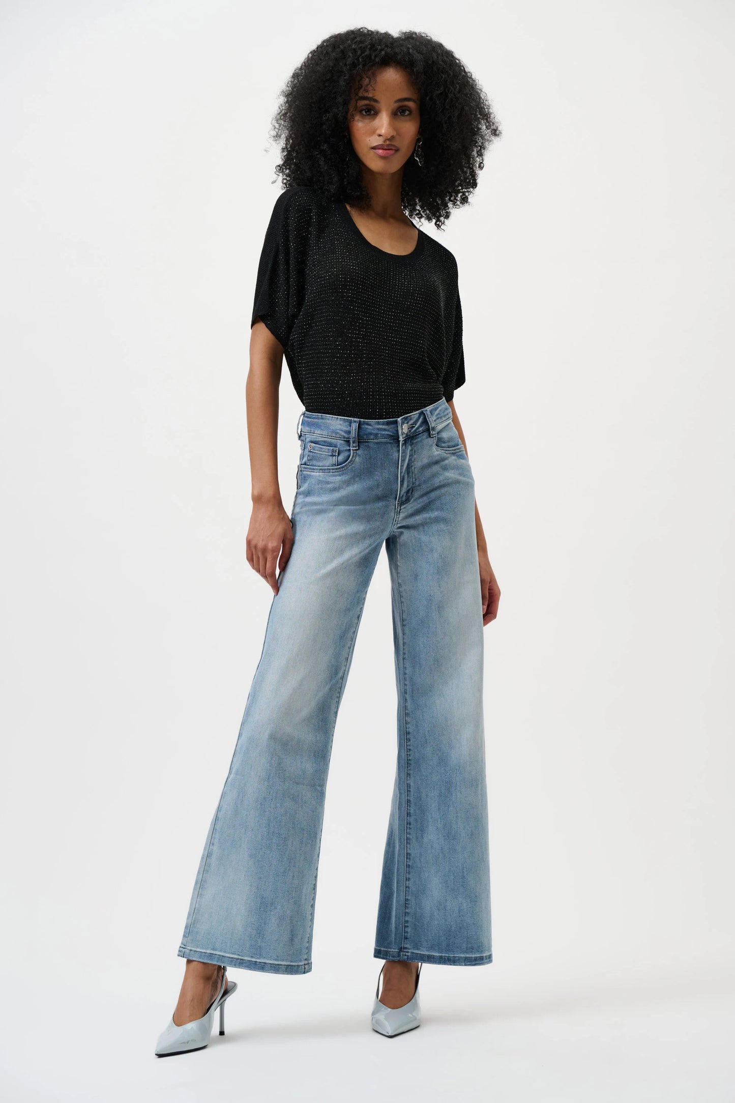 Joseph Ribkoff Goldie | Classic Wide-Leg Stretch Jeans Light Blue Denim 251968CO