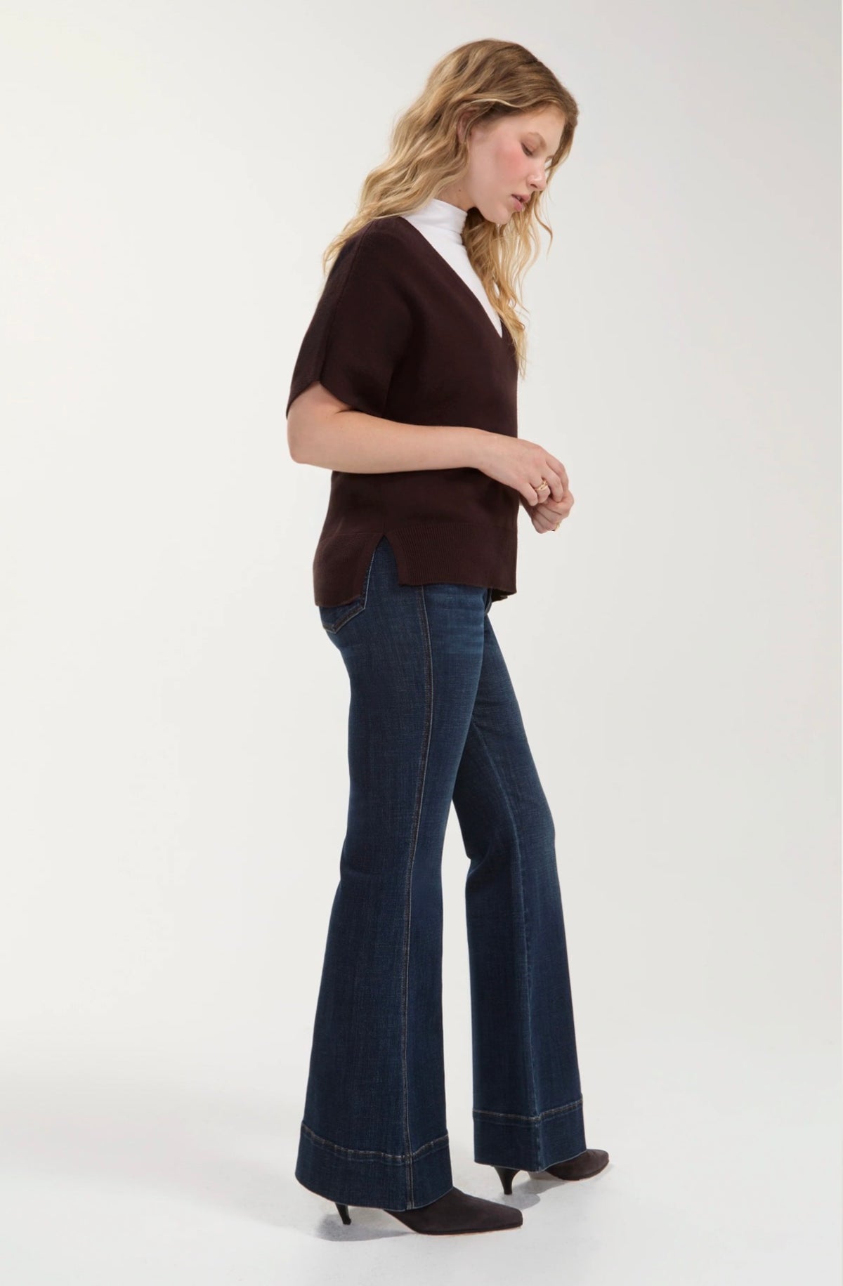 Liverpool V-Neck Dolman Sleeve Sweater Java