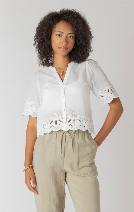 Room 34 Eyelet Trim Blouse