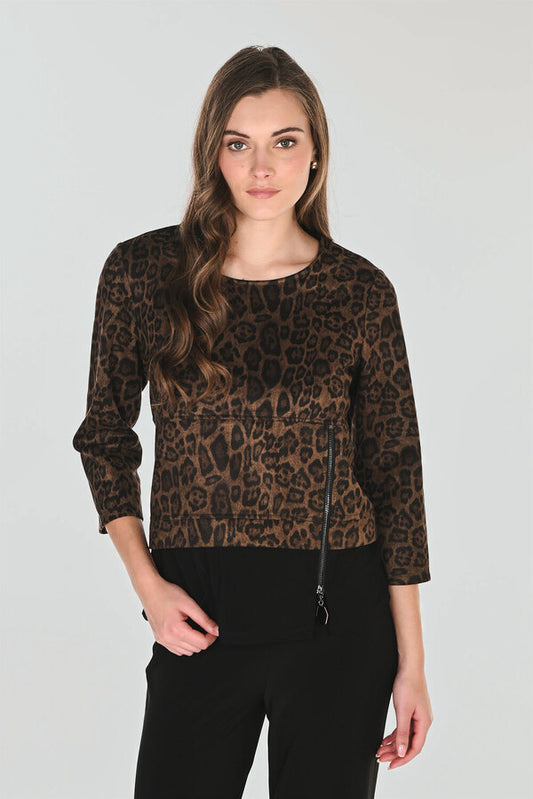 Leopard Print Zipper Top Style 263190