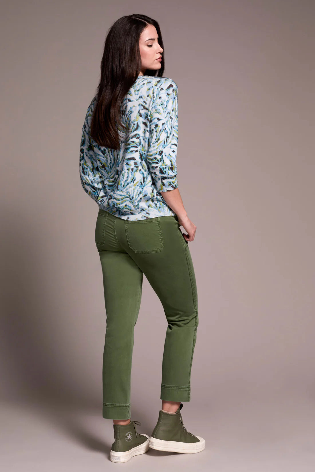 Tribal 3/4 Sleeve Sweater Mistblue