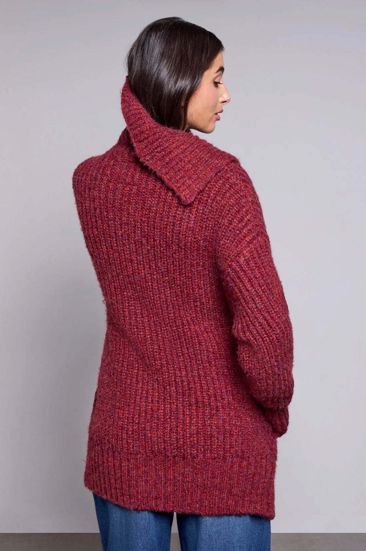 Tribal Blue Thread Oversized Knit Cardigan Pinot