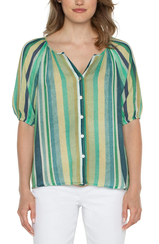 Liverpool Striped Button Up Blouse