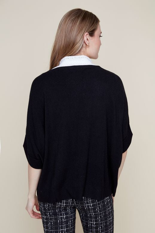 Renuar Loose Crop Sleeve Sweater Black