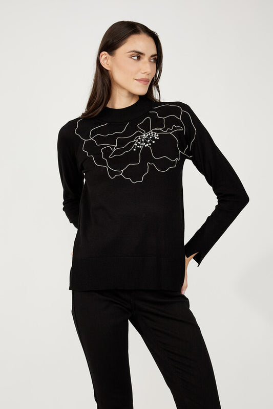 Frank Lyman Floral Mock Neck Pullover 254910