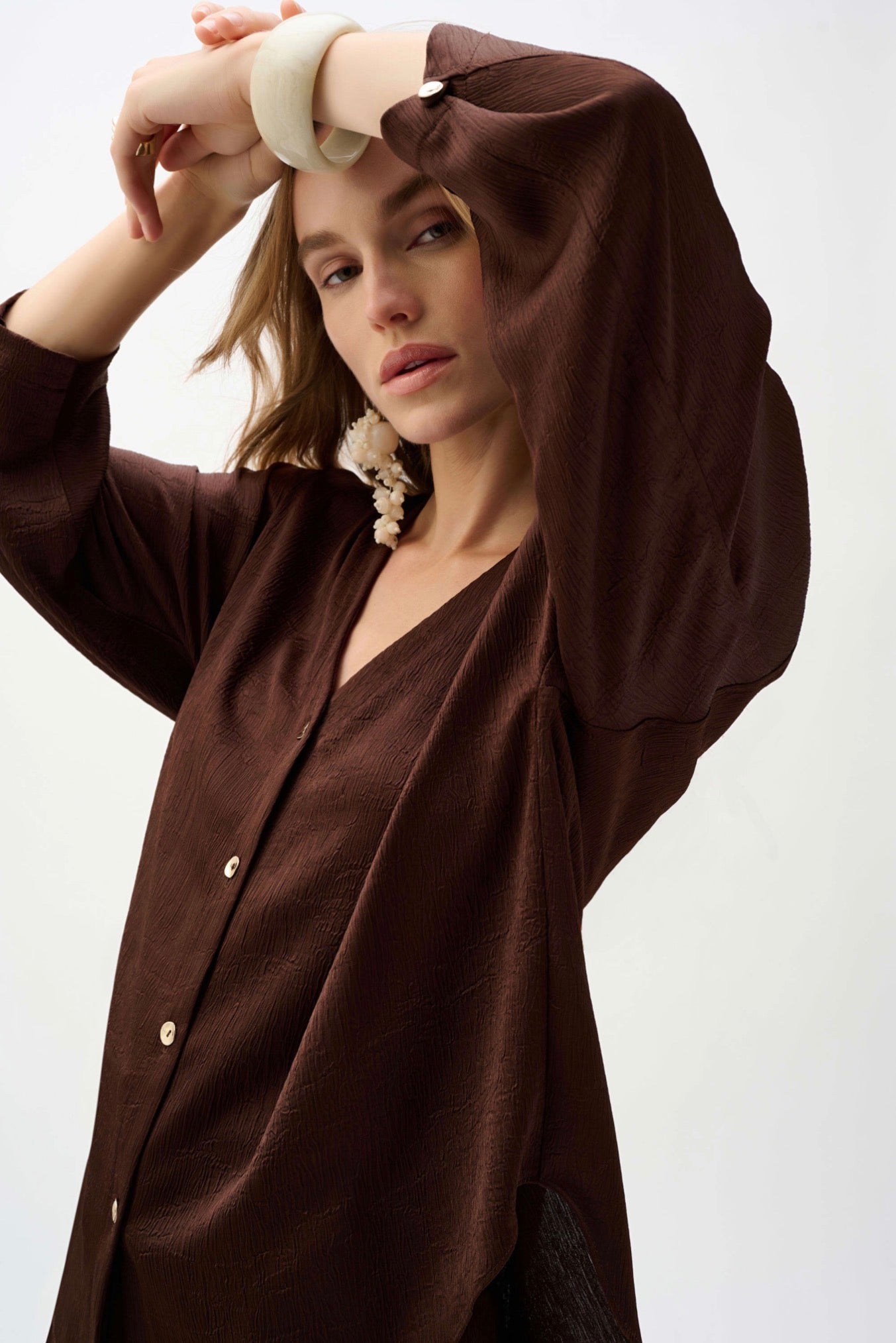 Joseph Ribkoff Crushed Satin Boxy Top With Dolman Sleeves 262153