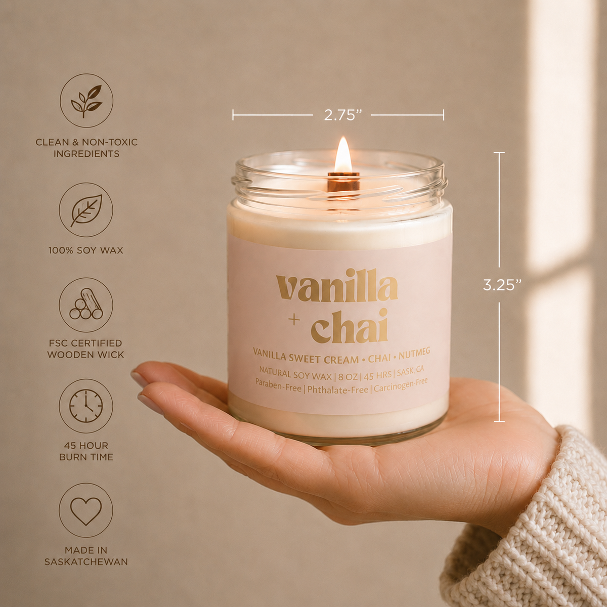 Prairie Creek Candles Vanilla Chai Soy Candle