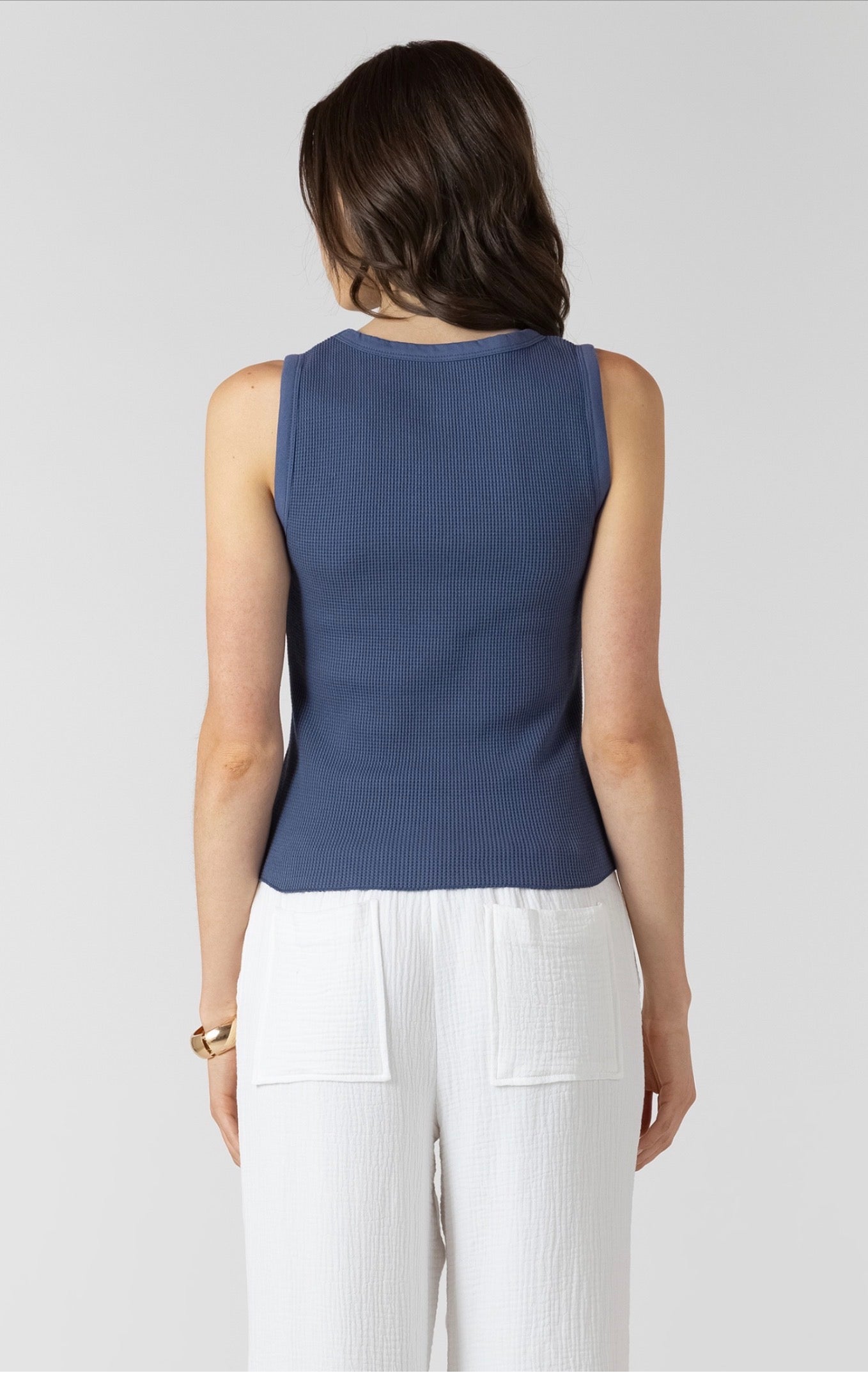 Dex Waffle Knit Tank Blue