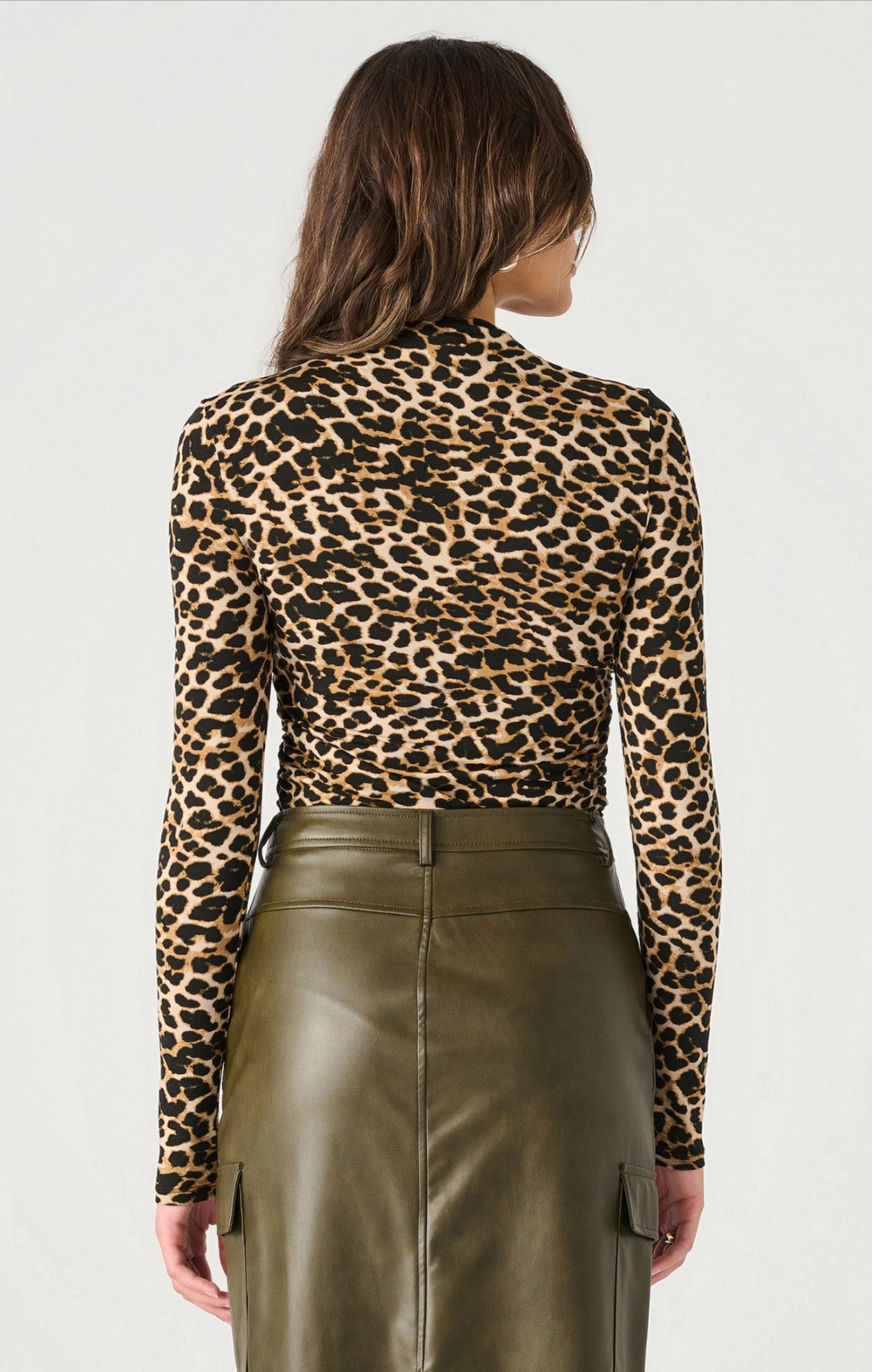 Dex High Neck Cheetah Print Top