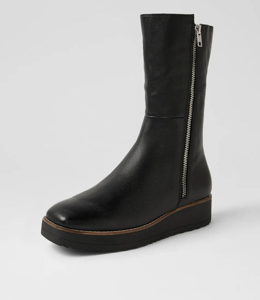 Django & Juliette Dyla Calf Leather Boots Black