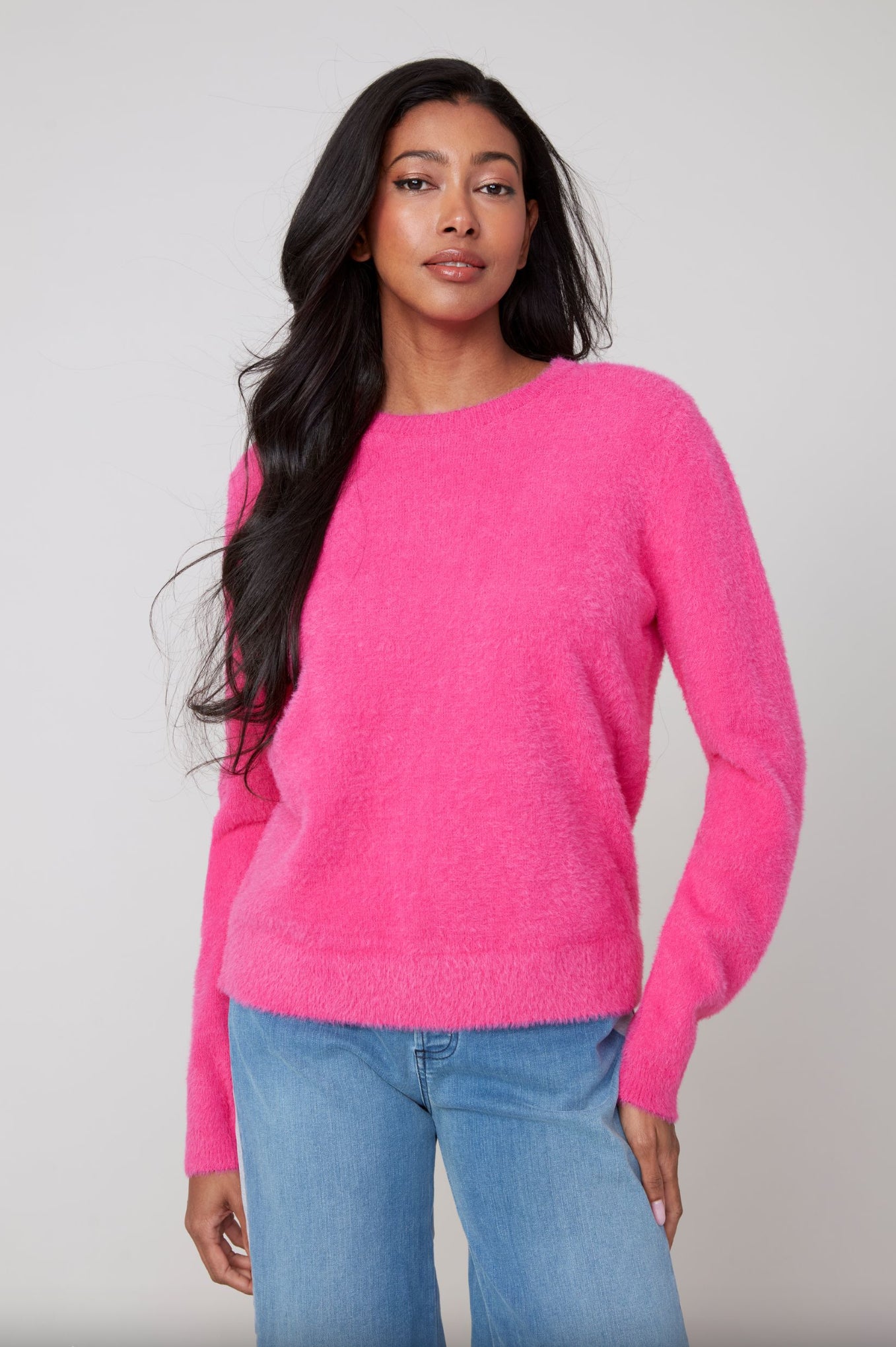 Renuar Fuzzy Knit Sweater Mulberry