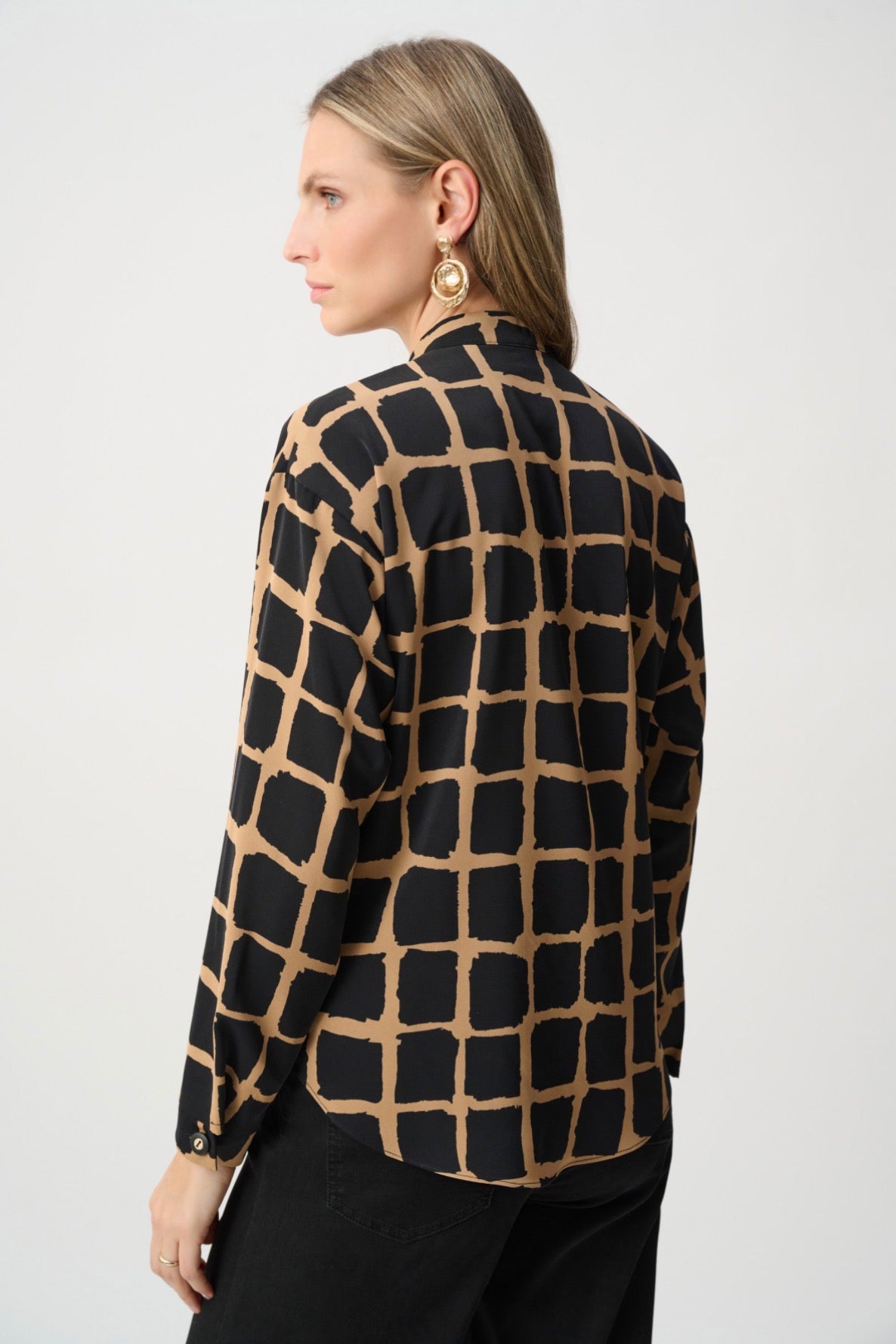 Joseph Ribkoff Recycled Woven Abstract Print Boxy Top 263169