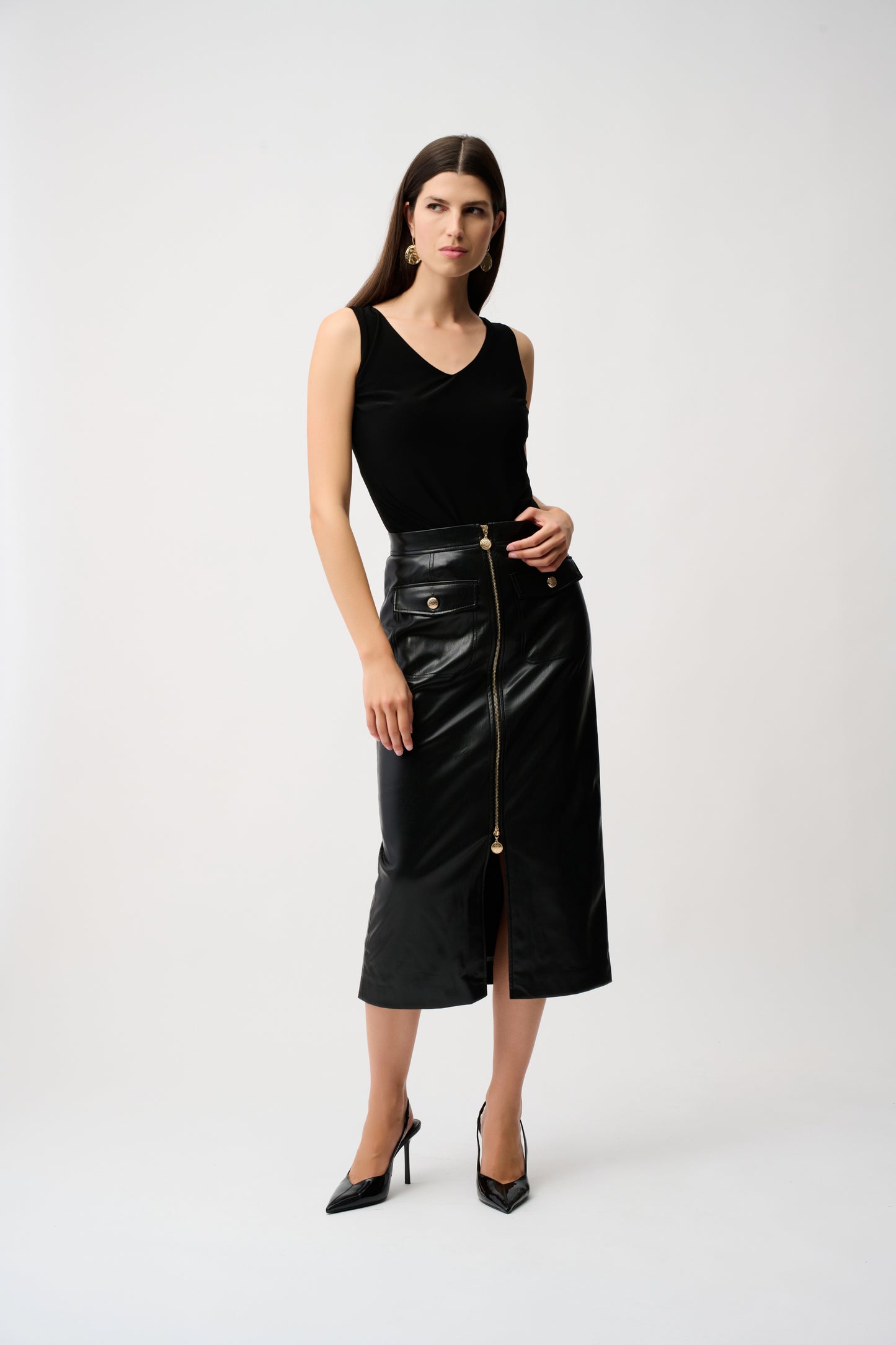 Leatherette Long Pencil Skirt
253991