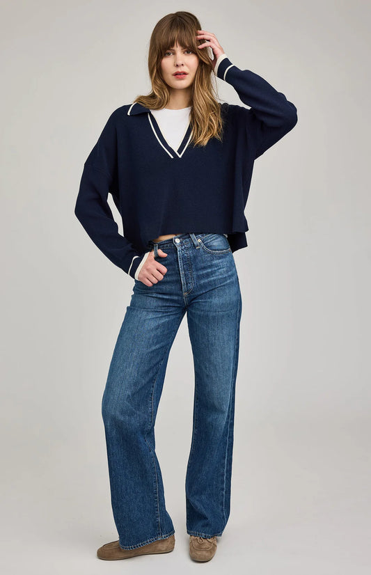 Gentle Fawn Tristan V-Neck Sweater Navy
