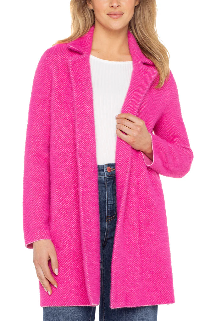 Liverpool Open Front Coatigan Deep Raspberry Pink