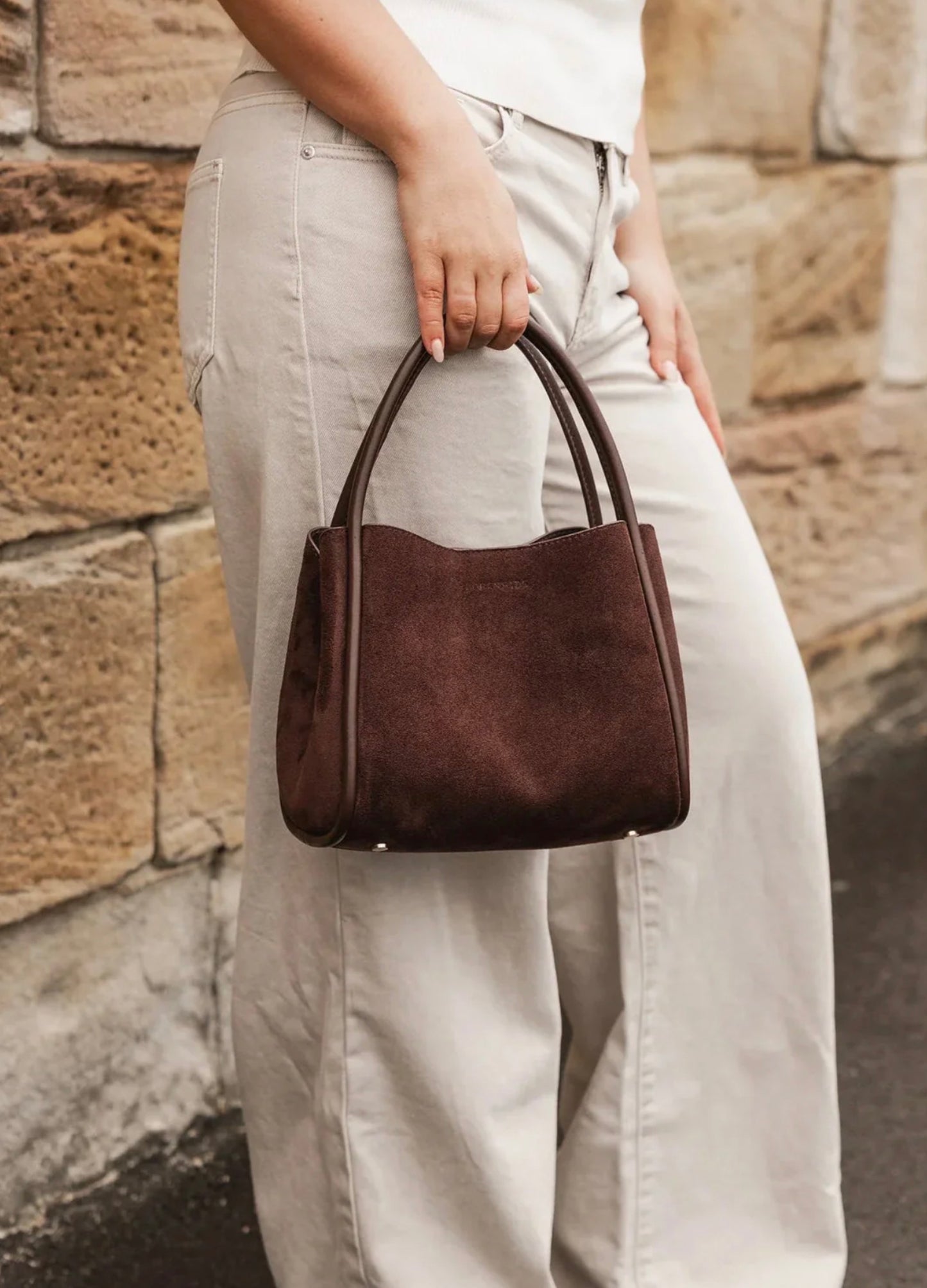 Louenhide Steffie Suede Mini Tote Bag Chocolate