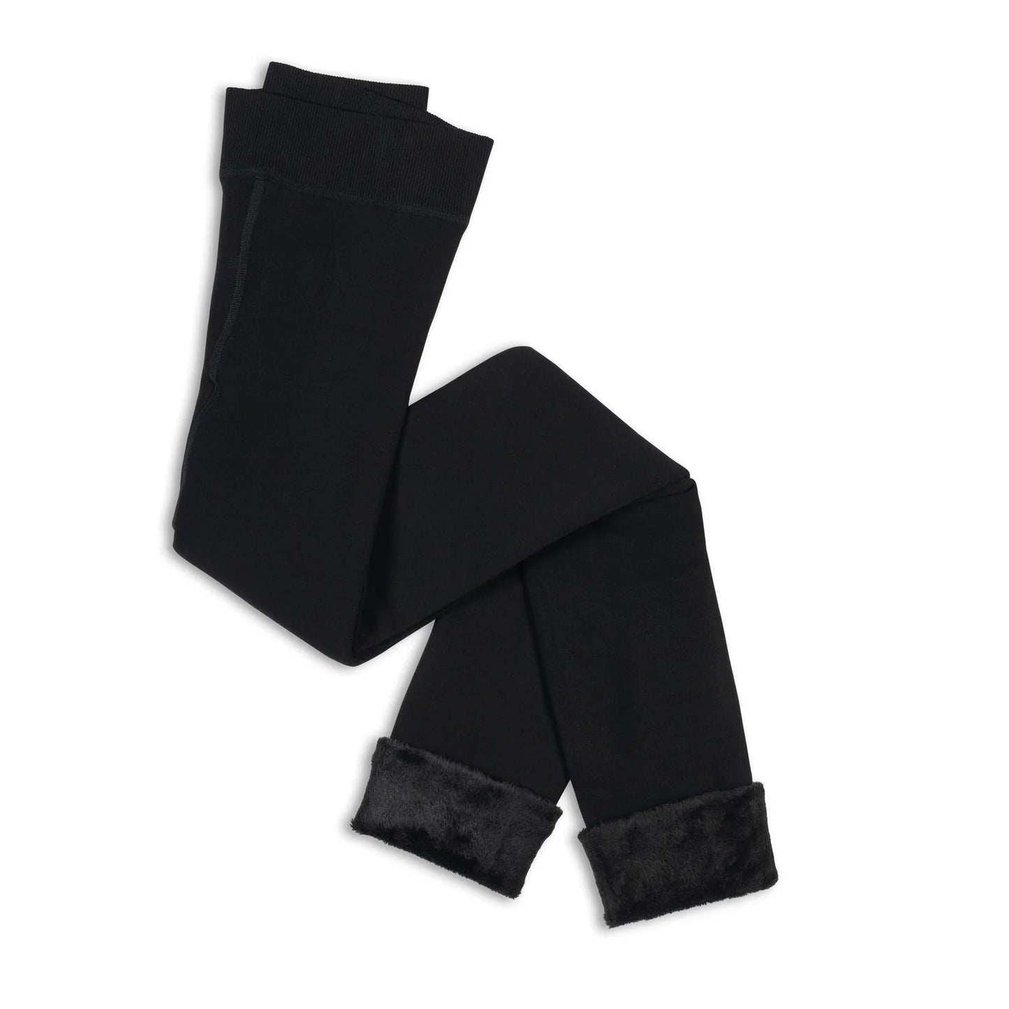 Lemon Lightweight Faux Fur Lined Leggings Black