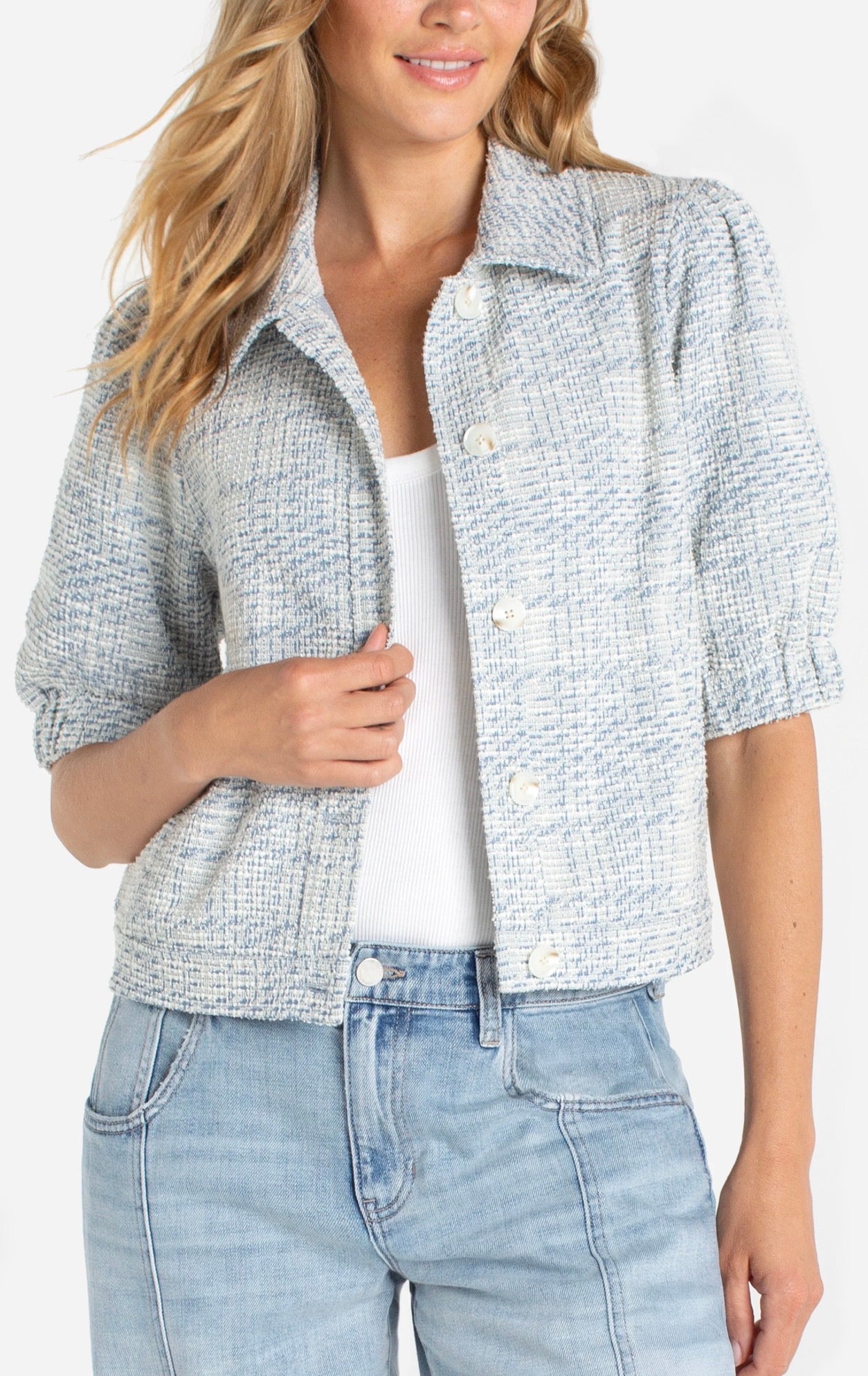 Liverpool Puff Sleeve Plaid Jacket