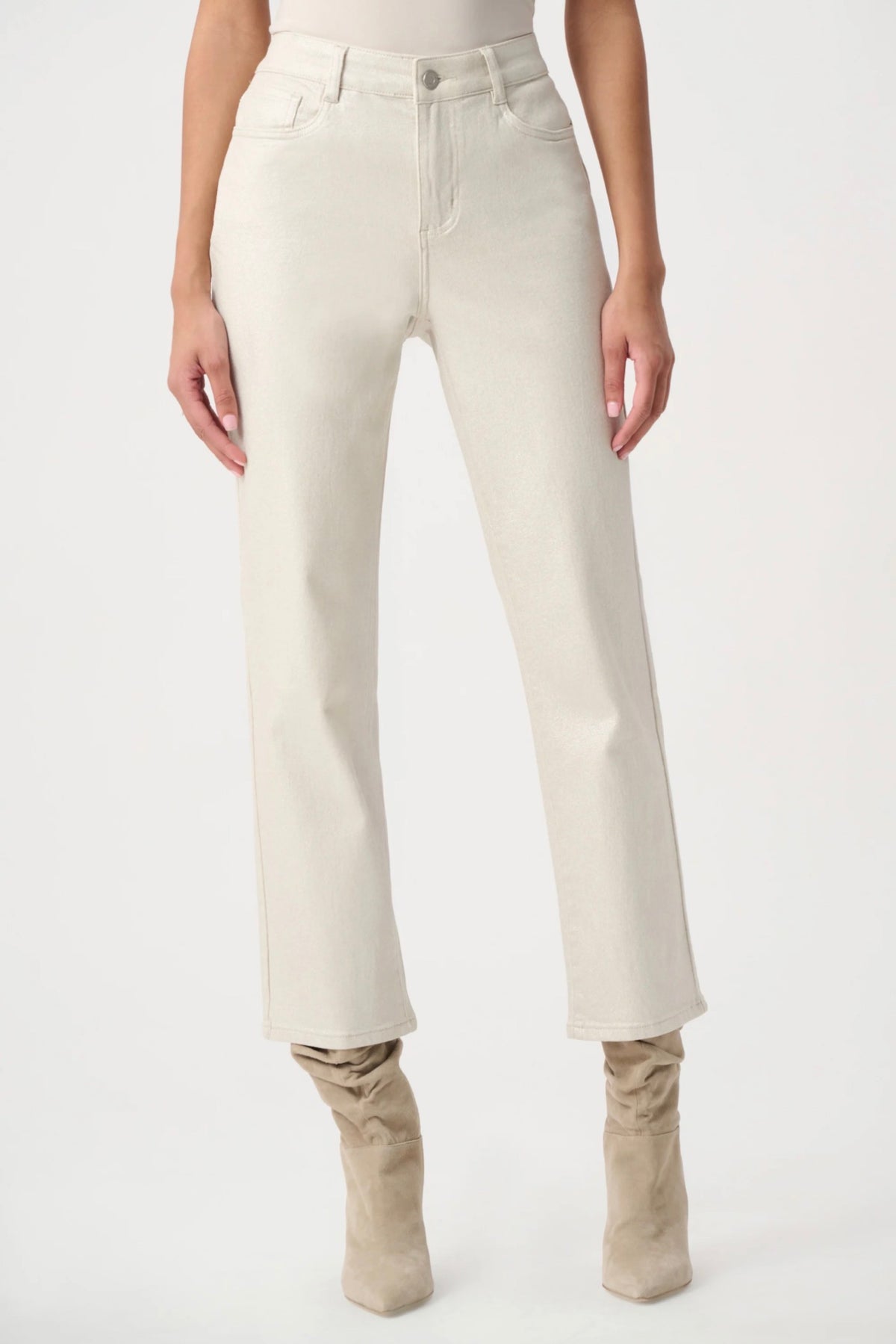 Joseph Ribkoff Classic Straight Leg Metallic Jeans Champagne 264913