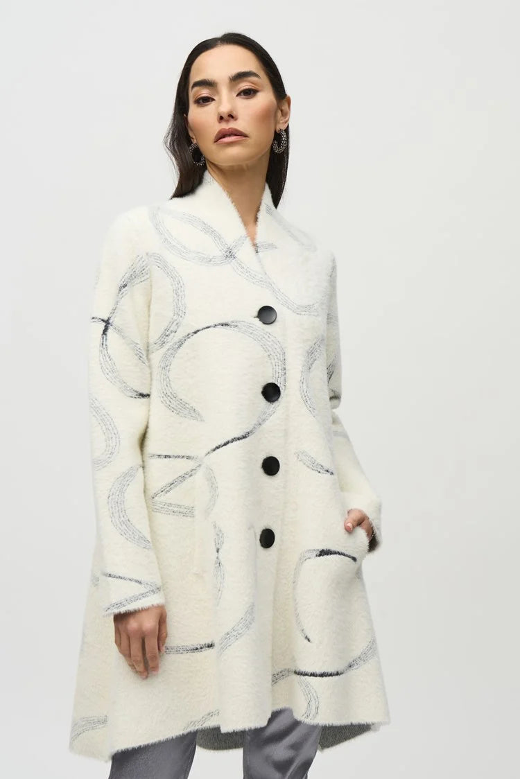 Joseph Ribkoff Abstract Jacquard Sweater Coat 244930