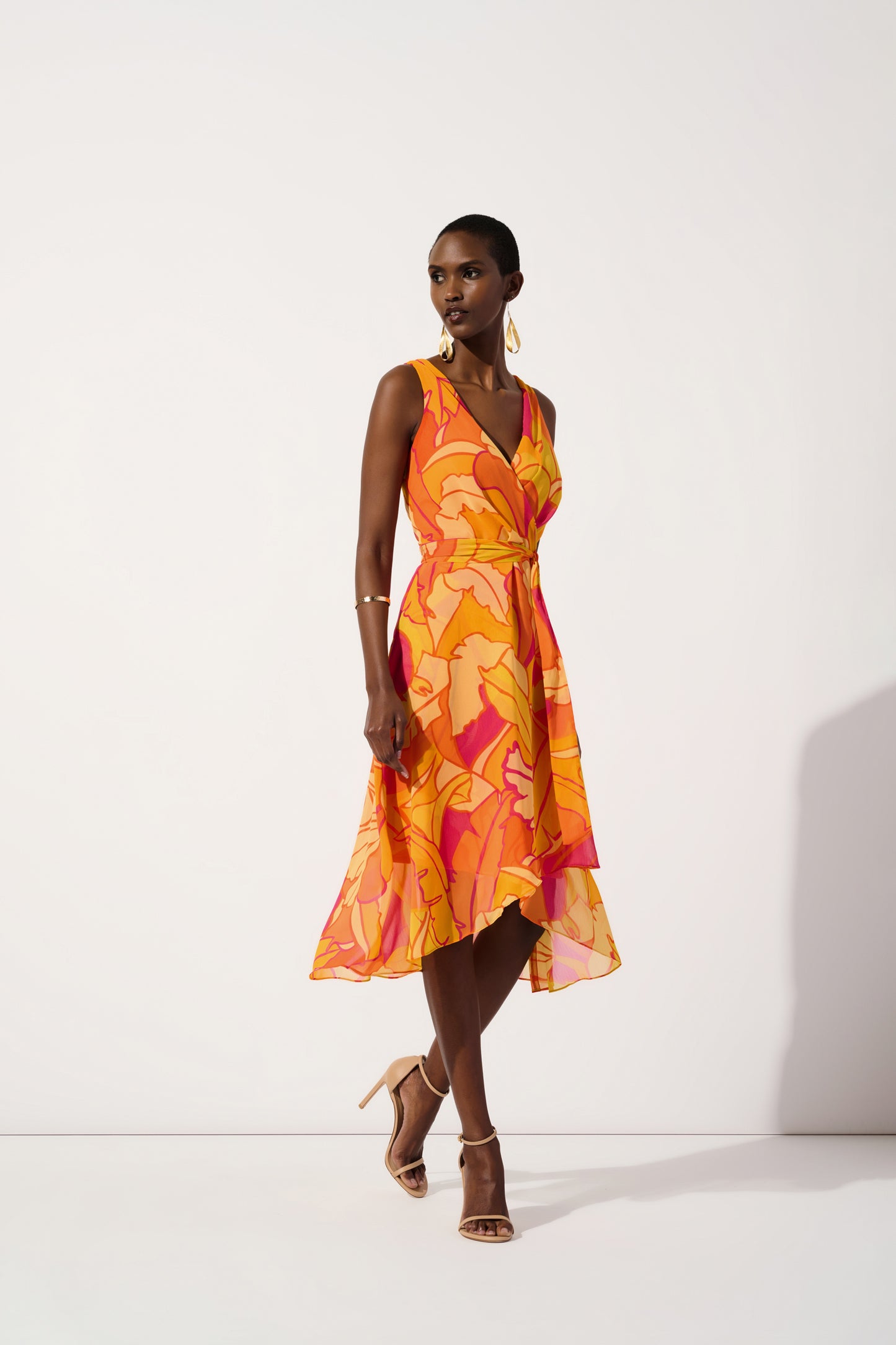Joseph Ribkoff Chiffon Tropical Print Fit and Flare Dress 242015
