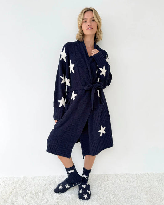 Splendid Pomona Fuzzy Yarn Navy Stars Robe