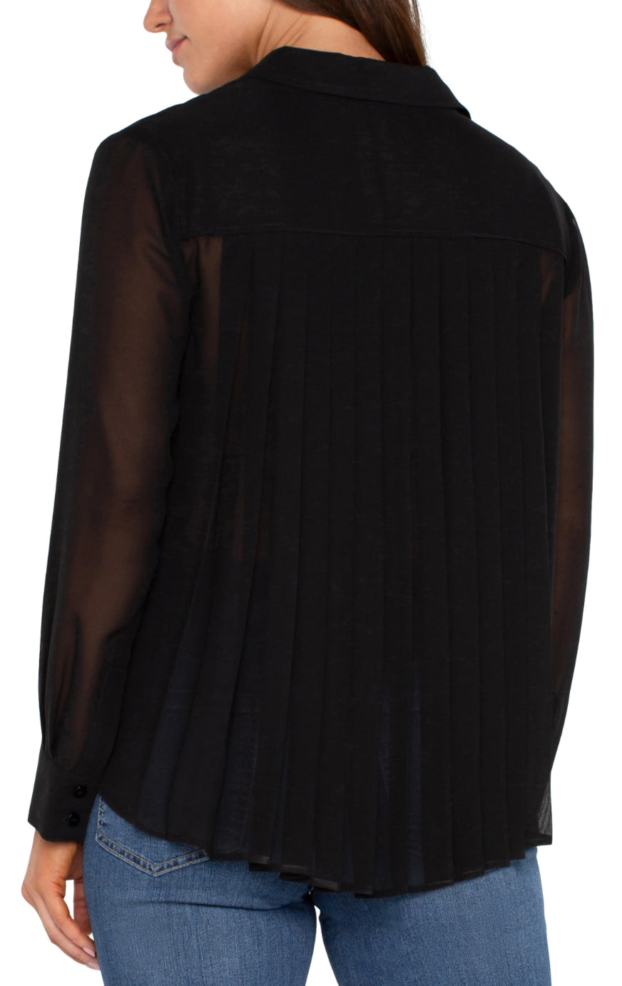 Liverpool Pleated Back Blouse Black