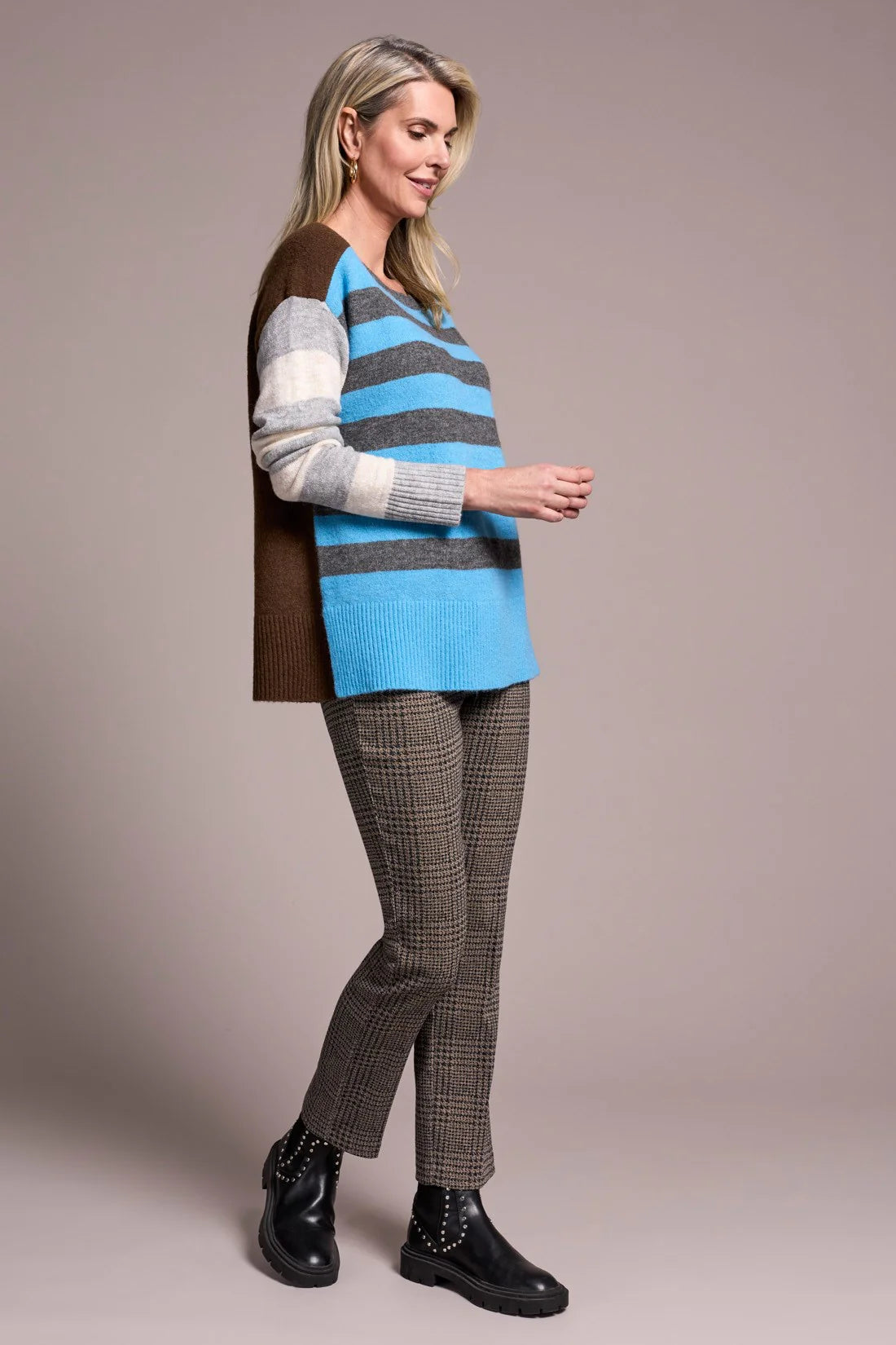 Tribal Combo Stripe Boat Neck Sweater