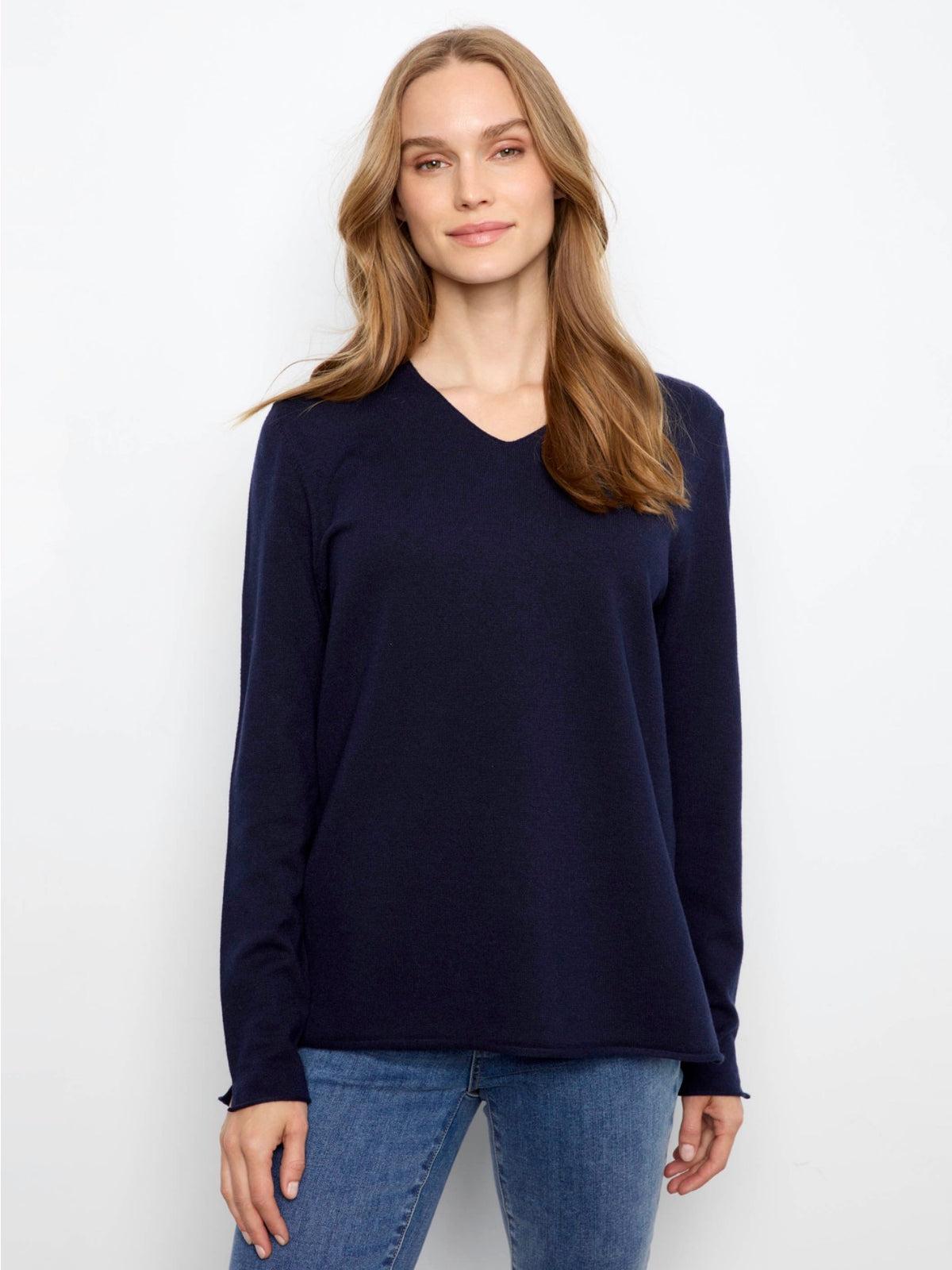 Charlie B Basic V-Neck Sweater Navy