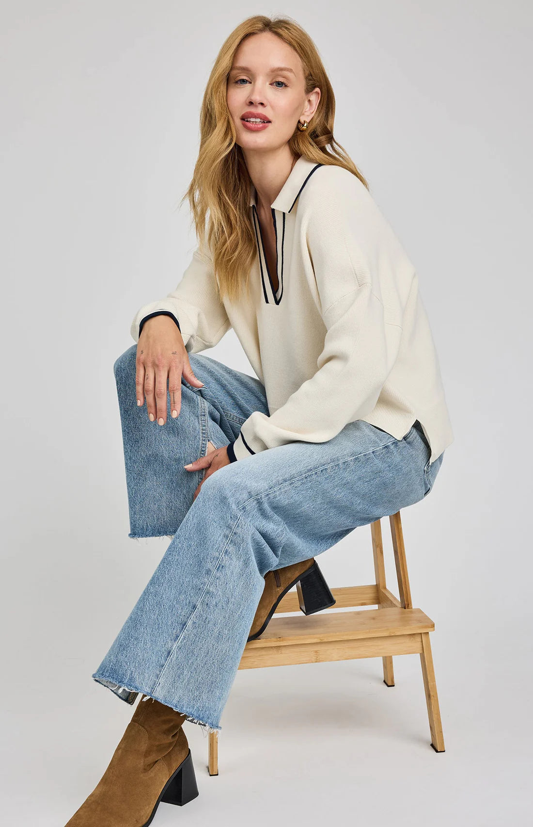 Gentle Fawn Tristan V-Neck Sweater Cream