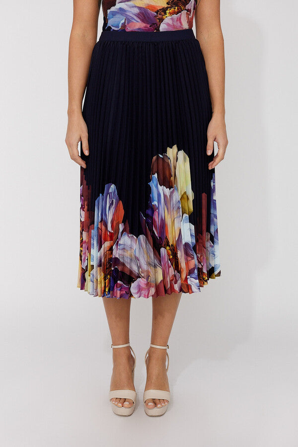 Frank Lyman Pleated Floral Midi Skirt Style 266552