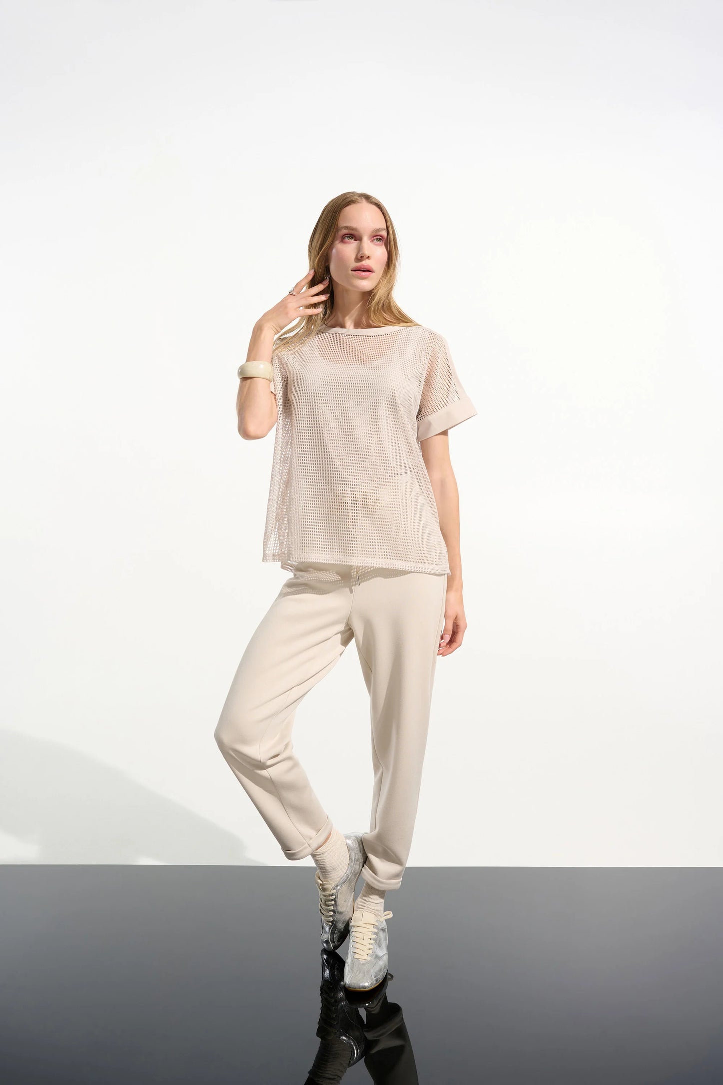 Joseph Ribkoff Scuba Jersey Pull-On Jogger Pants With Drawstring Waist Moonstone 261606