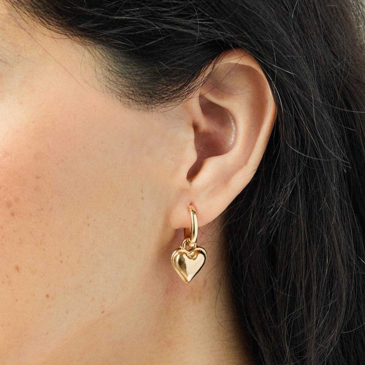 Foxy Originals Sweetheart Huggie Hoop Earrings Yellow Gold