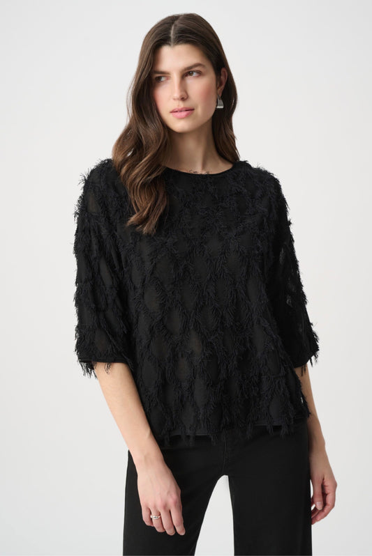 Joseph Ribkoff Boat Neck Fringe Sweater
264933