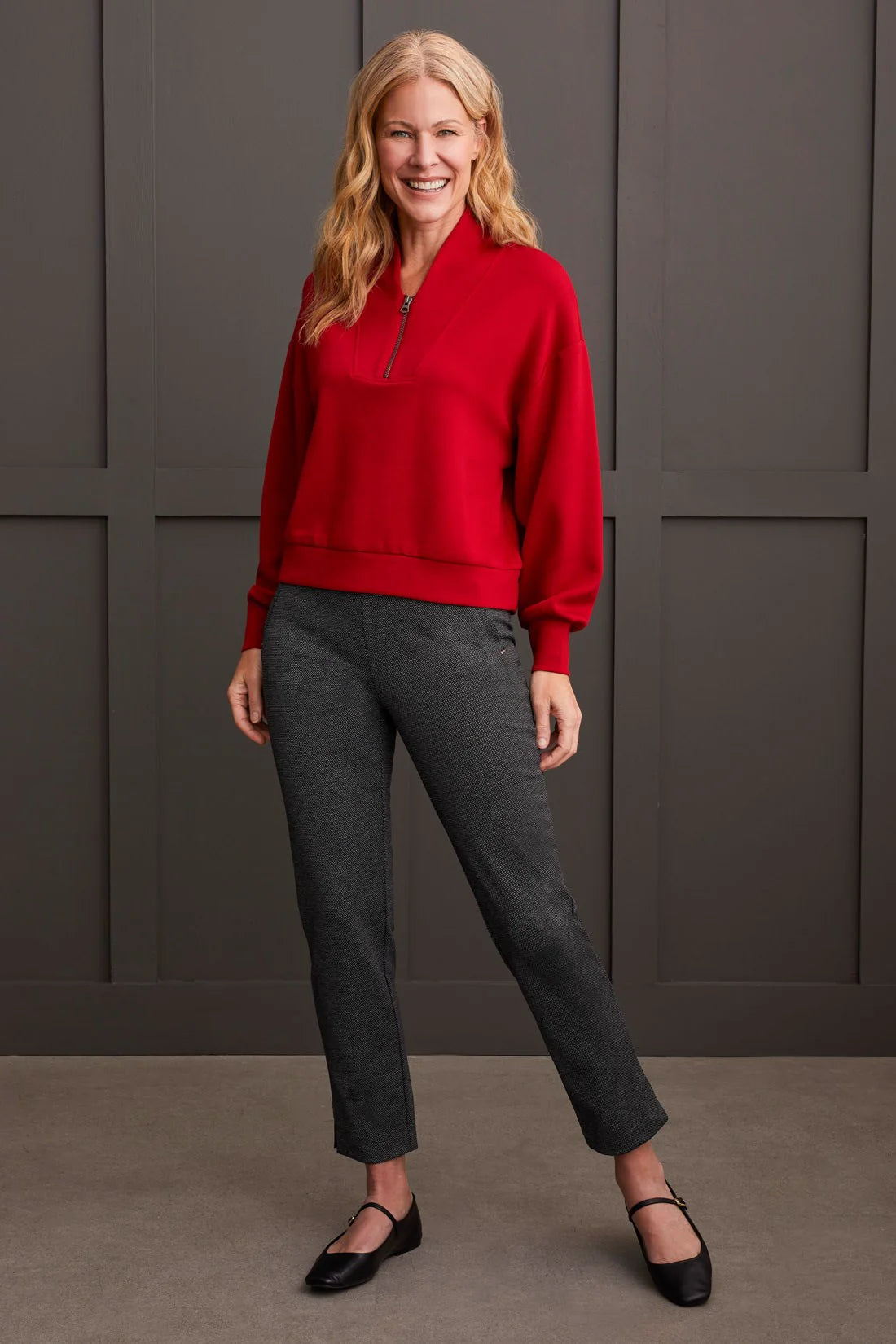 TECHNO STRETCH DOLMAN TOP WITH QUARTER ZIP