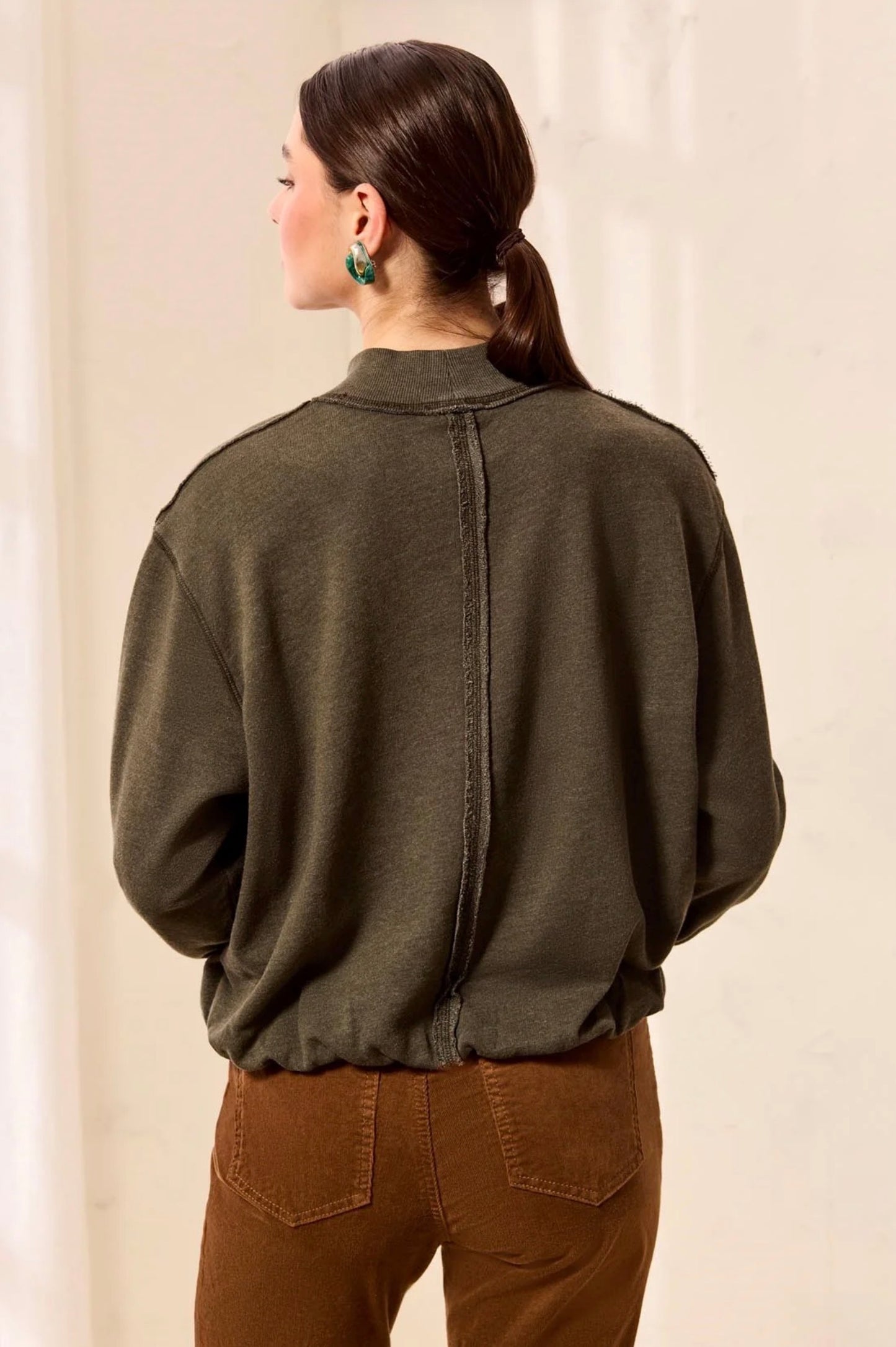 Tribal Bubble Terry Crewneck Cedargreen