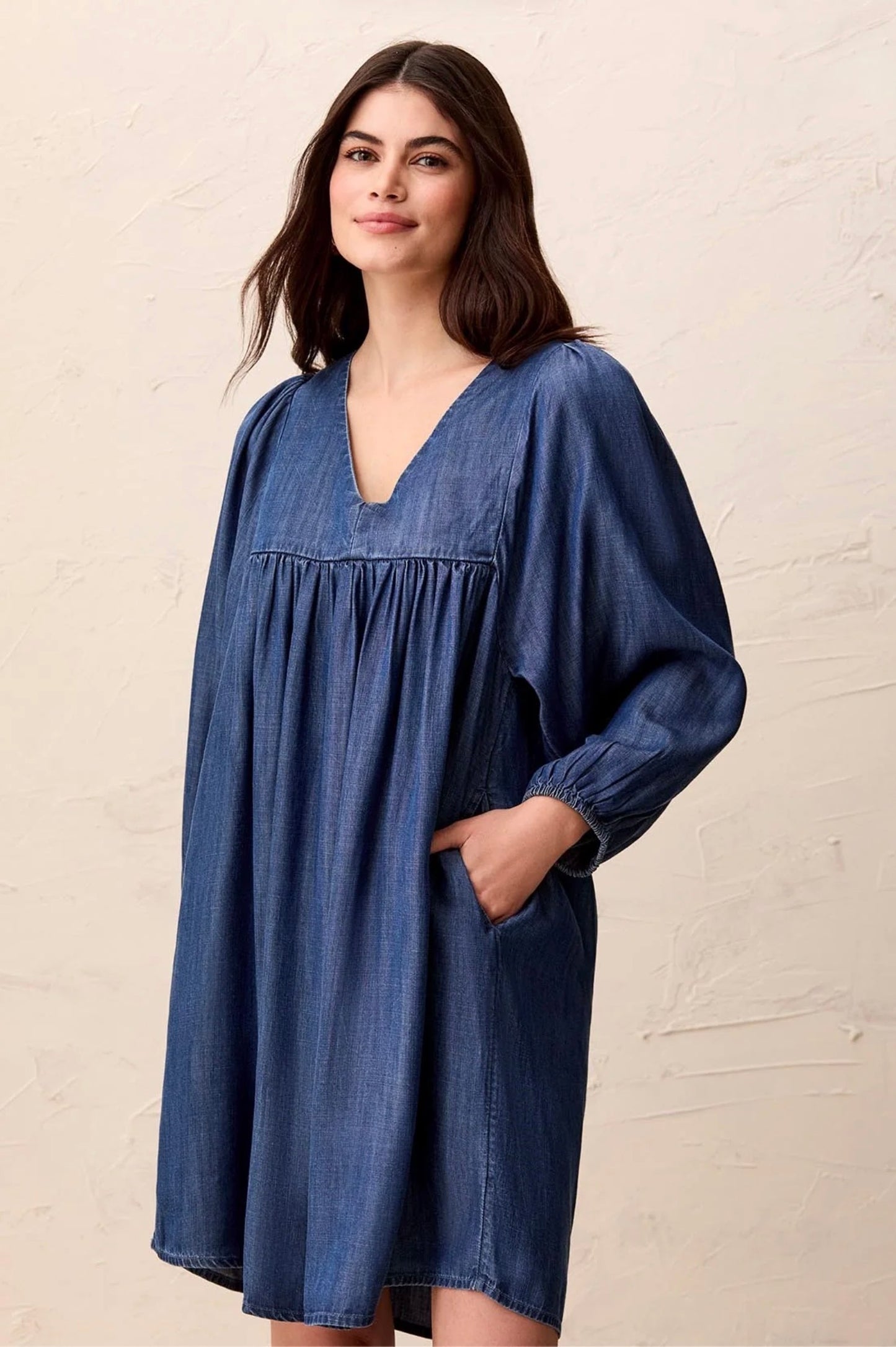 Tribal Puff Sleeve Empire Waist Dress