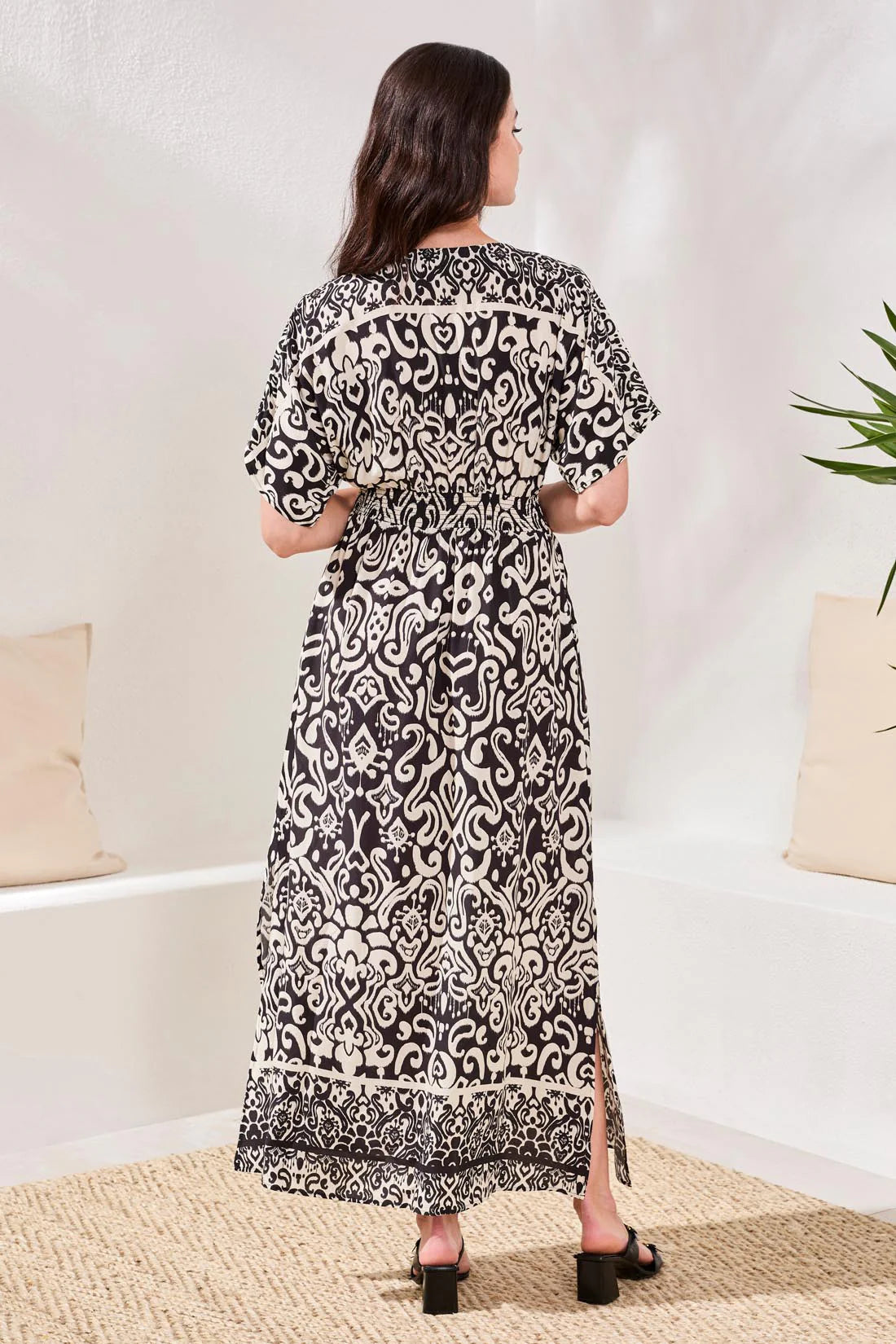 Tribal V-Neck Empire Waist Printed Maxi Dress