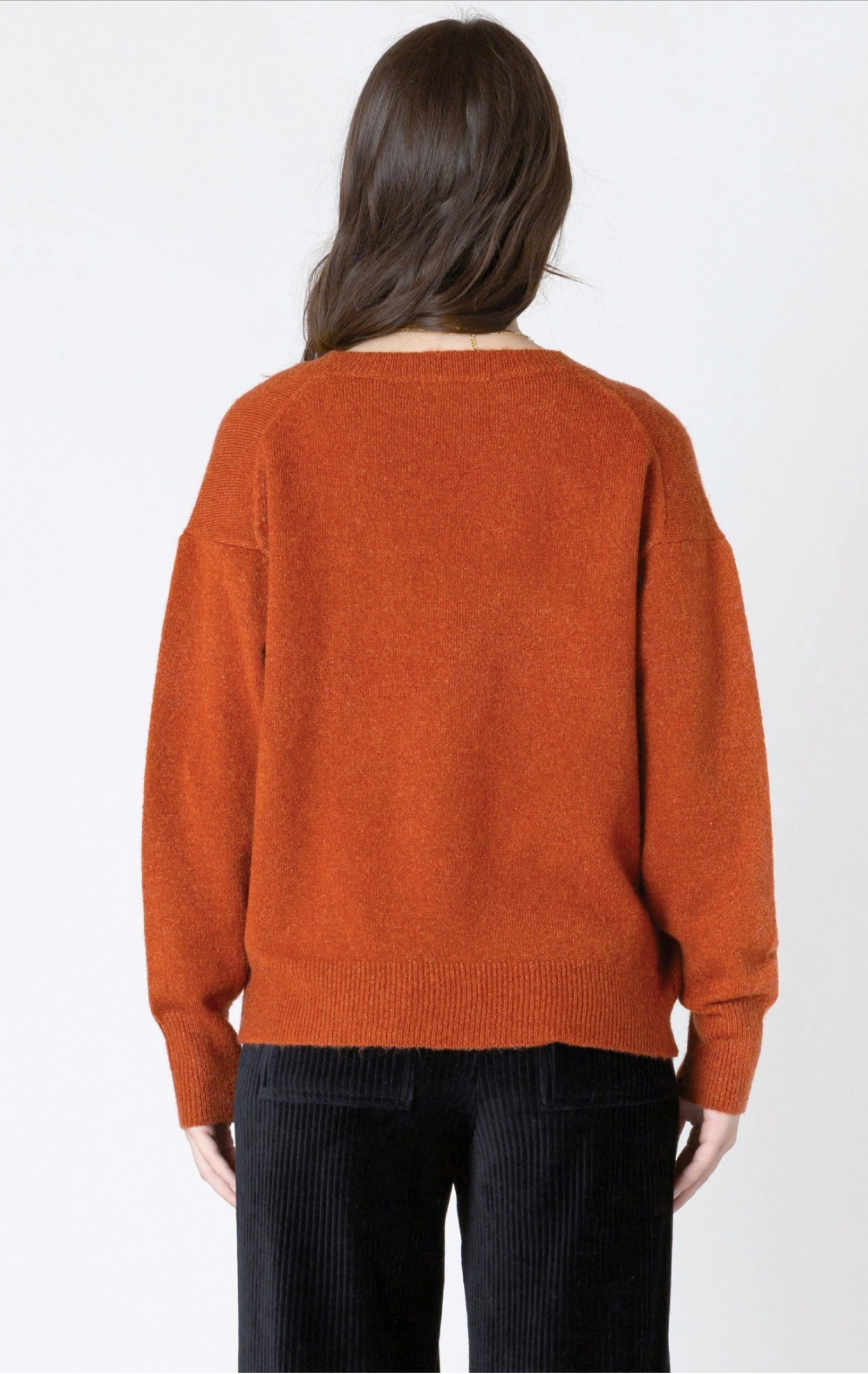 Dex V-Neck Sweater Burnt Orange