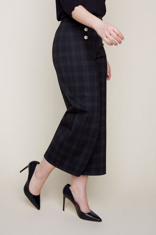 Renuar Plaid Wide Leg Crop Pants