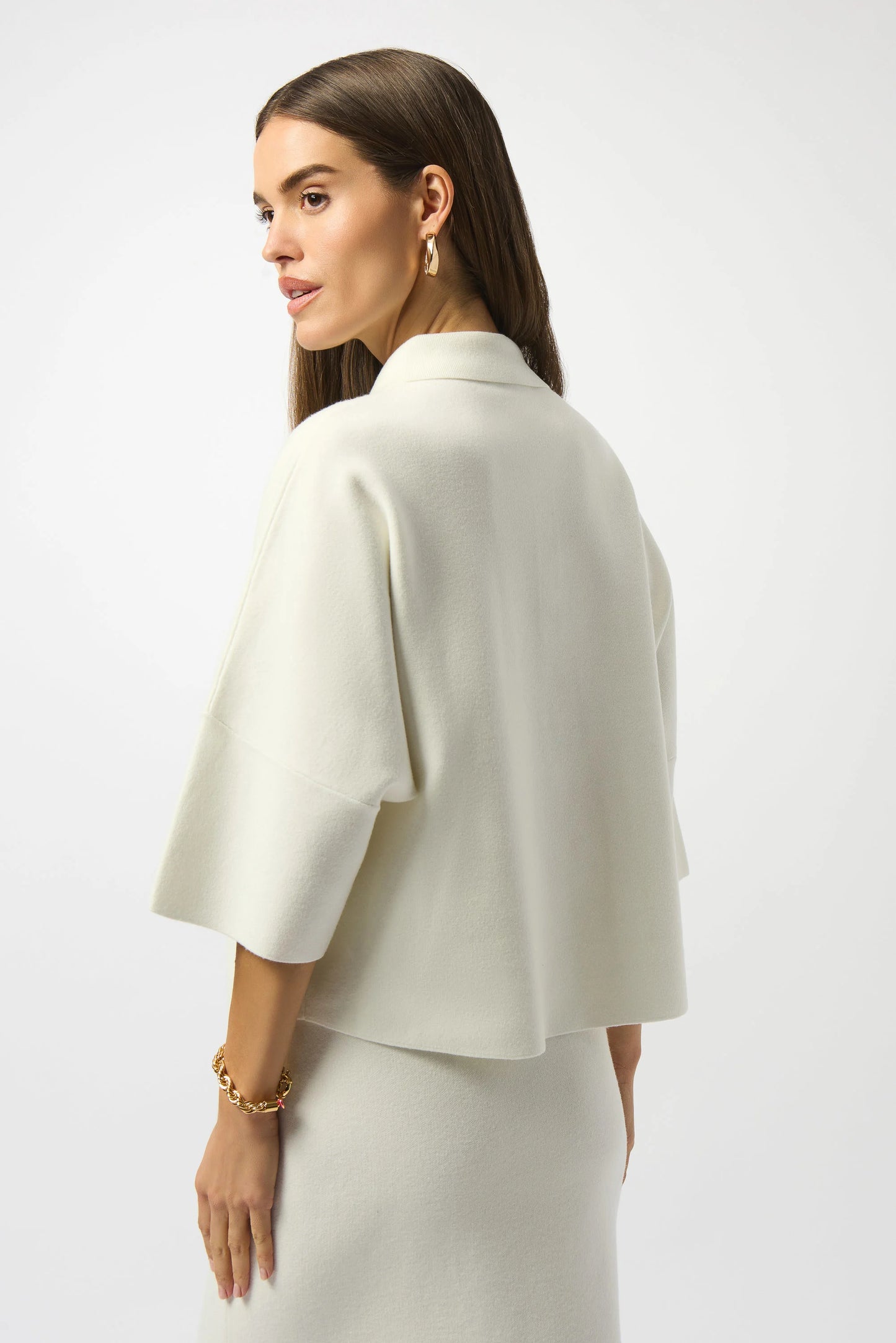 Joseph Sweater Knit Boxy Pullover With Polo Collar Winter White 253962