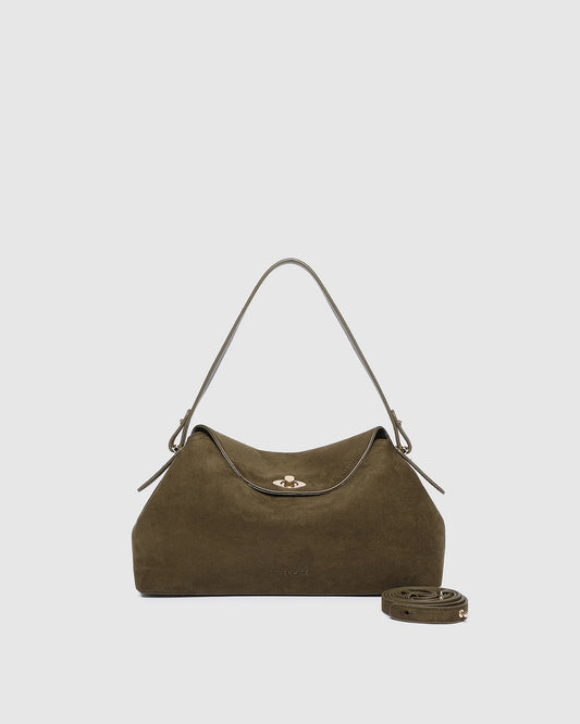 Louenhide Nicole Suede Handbag Olive