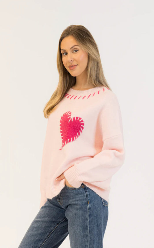Lyla & Luxe Pink Heart Pullover Sweater