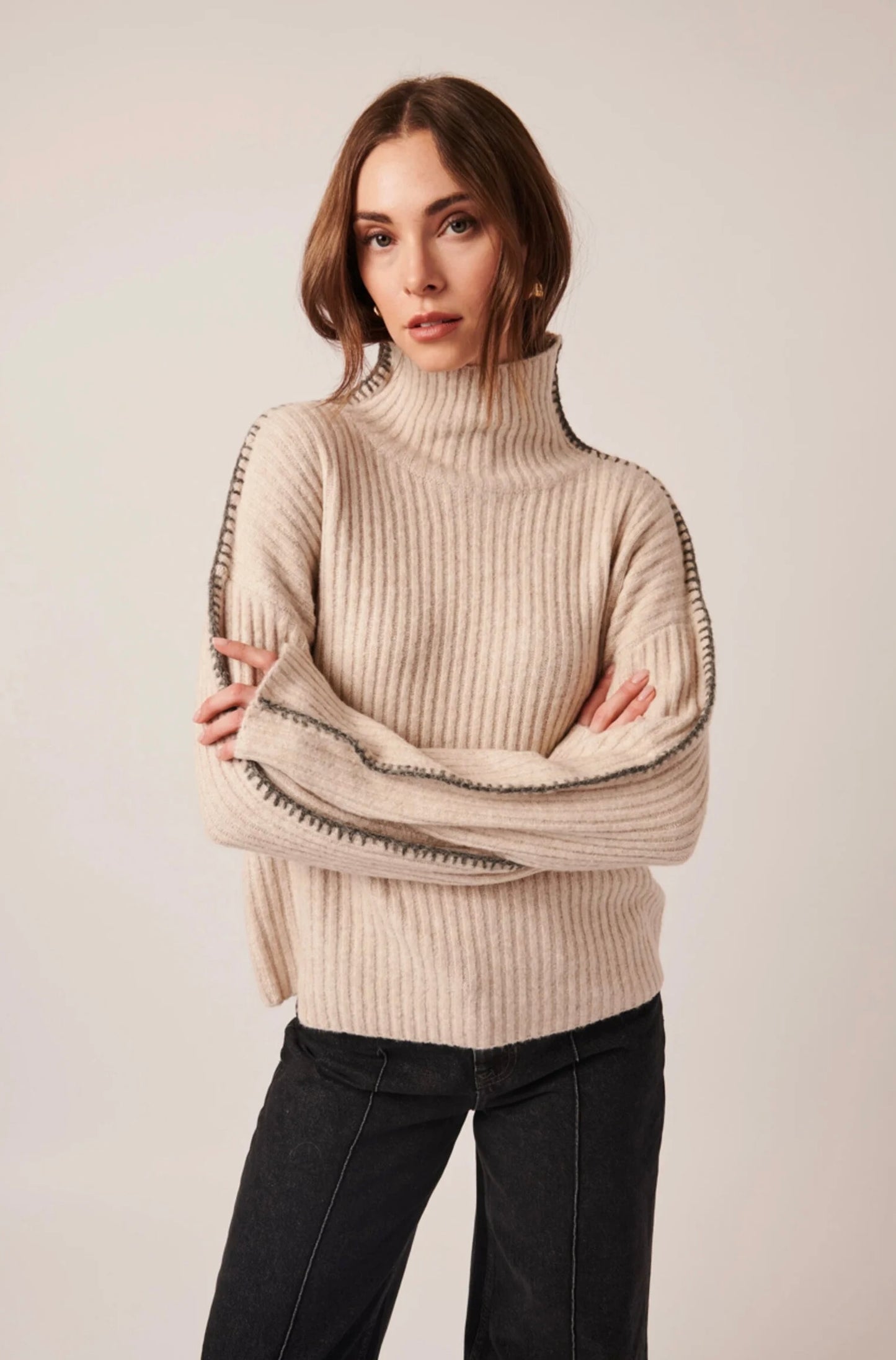 Line The Label Trinity Turtleneck Sweater Perletto