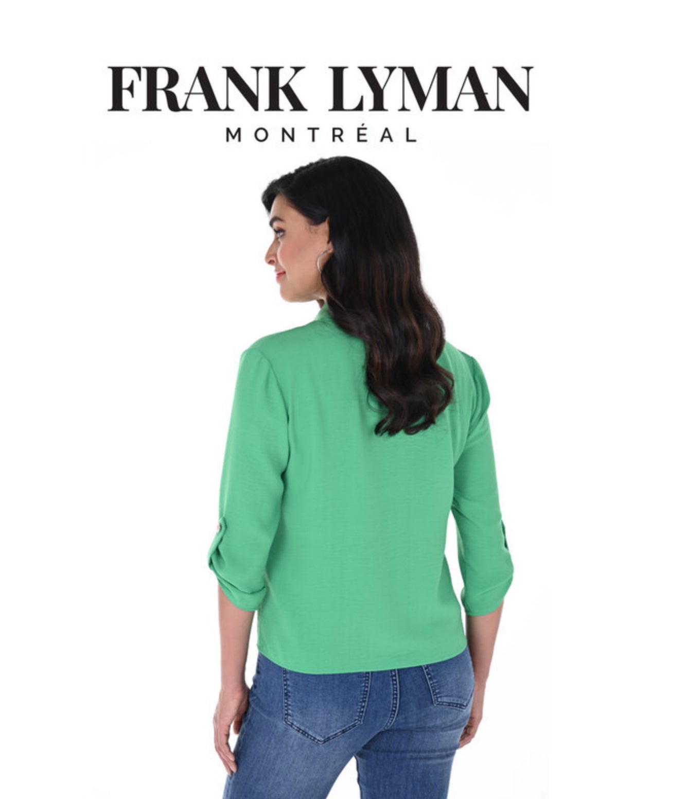 Frank Lyman 3/4 Sleeve Tie Front Blouse Green