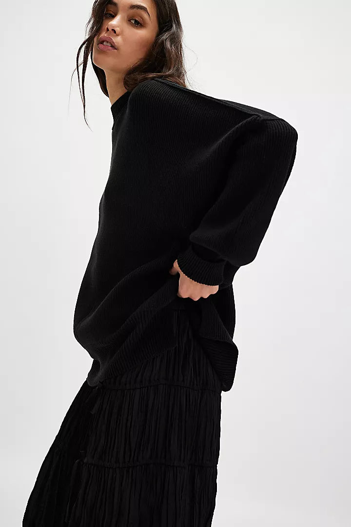 Free People Easy Street Tunic Sweater Black
