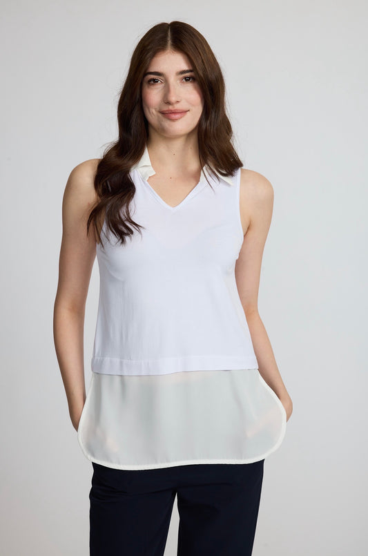 Pistache Blouse Bottom Collared Cami Ivory