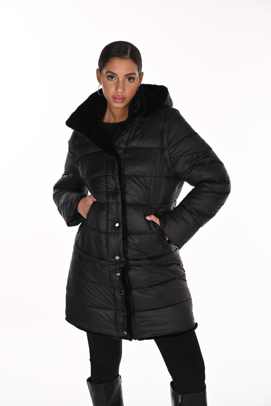 Puffer Coat With Hood Style 263805