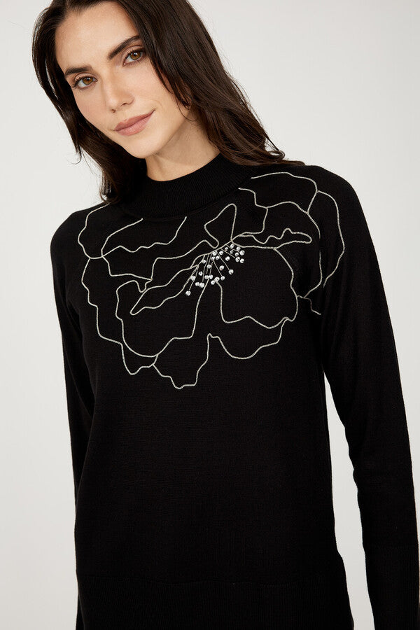 Frank Lyman Floral Mock Neck Pullover 254910