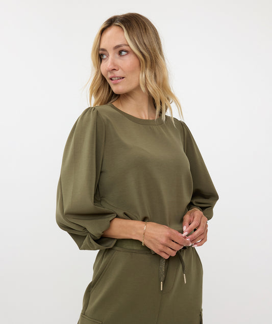 Esqualo Cinch Sleeve Top Green